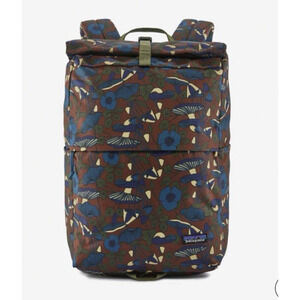 Patagonia Arbor Roll Top Canvas Pack Backpack Brown Blue Mushrooms Rucksack